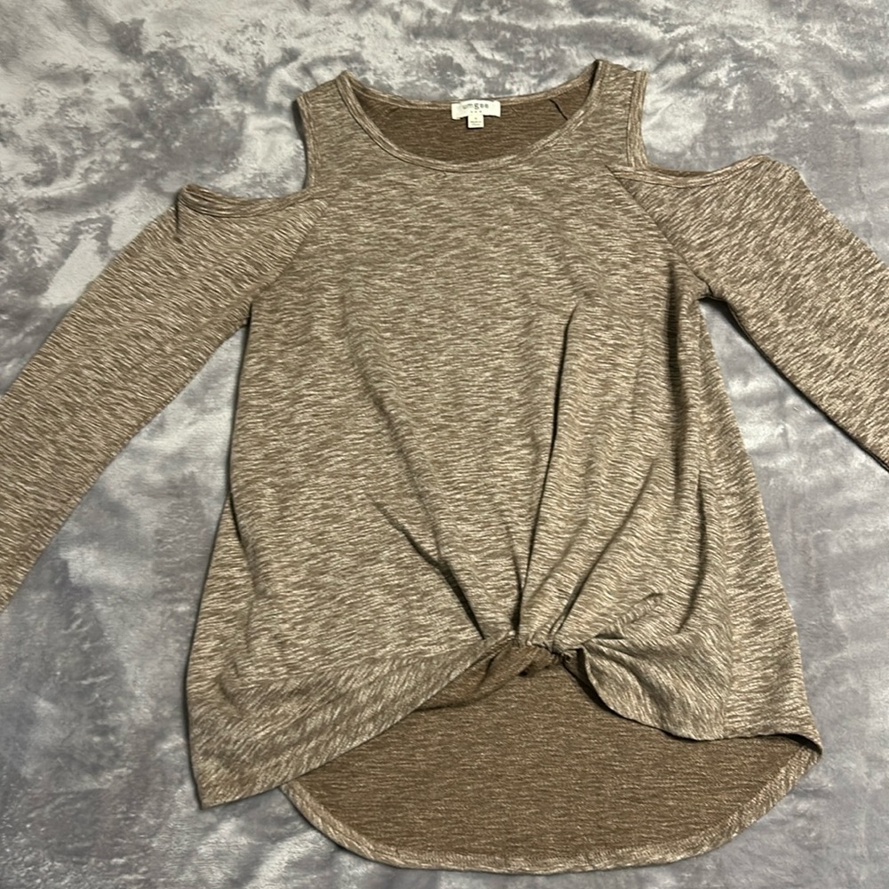 Umgee cutout sleeve top with twist tie front